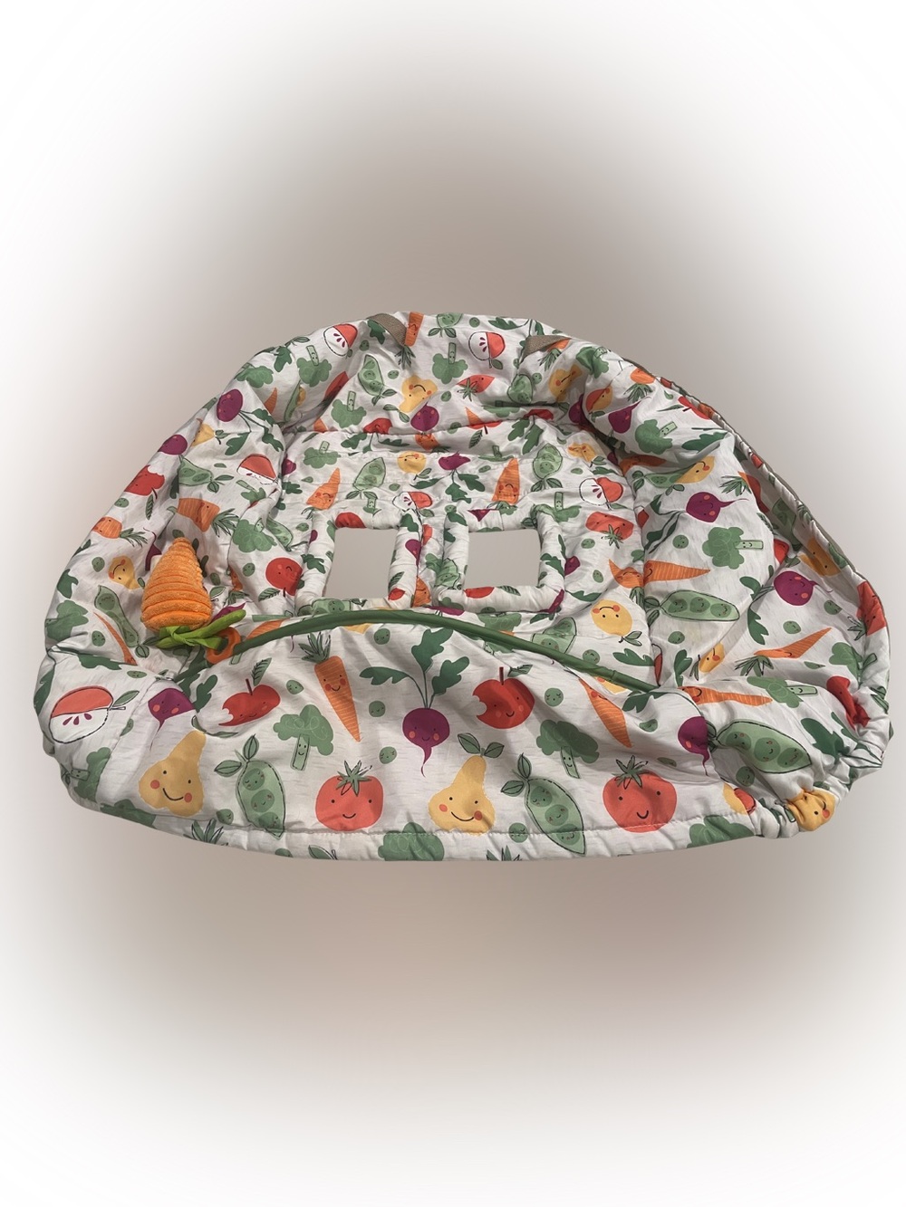 Kids Cart Seat Insert with White & Multi-Colored Vegetable Print